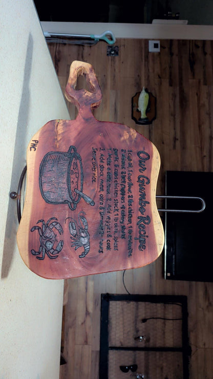 Red Cedar Gumbo Recipe | Handcrafted Live Edge Serving Board Red Cedar