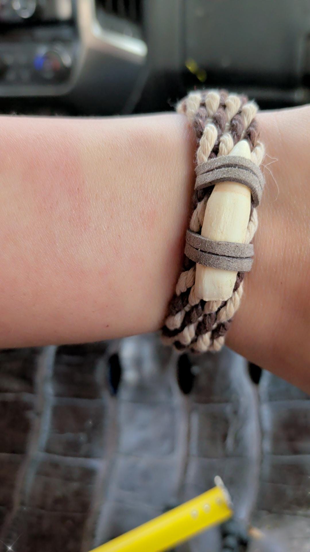 Handmade Alligator Tooth Bracelet | Braided Leather Wrap Jewelry