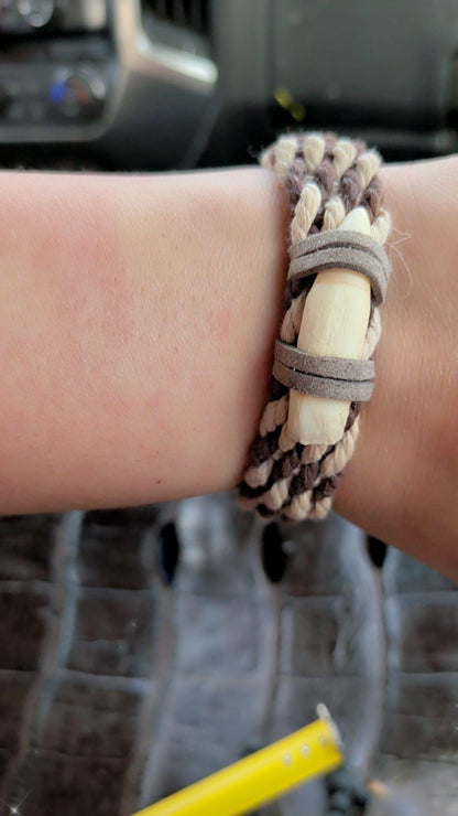 Handmade Alligator Tooth Bracelet | Braided Leather Wrap Jewelry