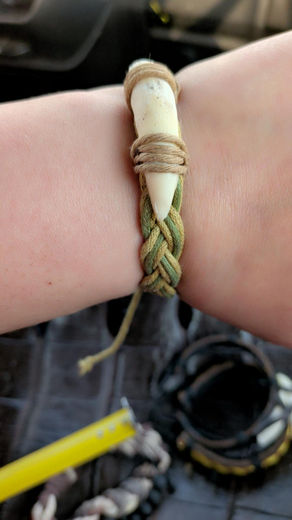 Handmade Alligator Tooth Bracelet – Braided Cord, Leather Wrap, Louisiana Jewelry