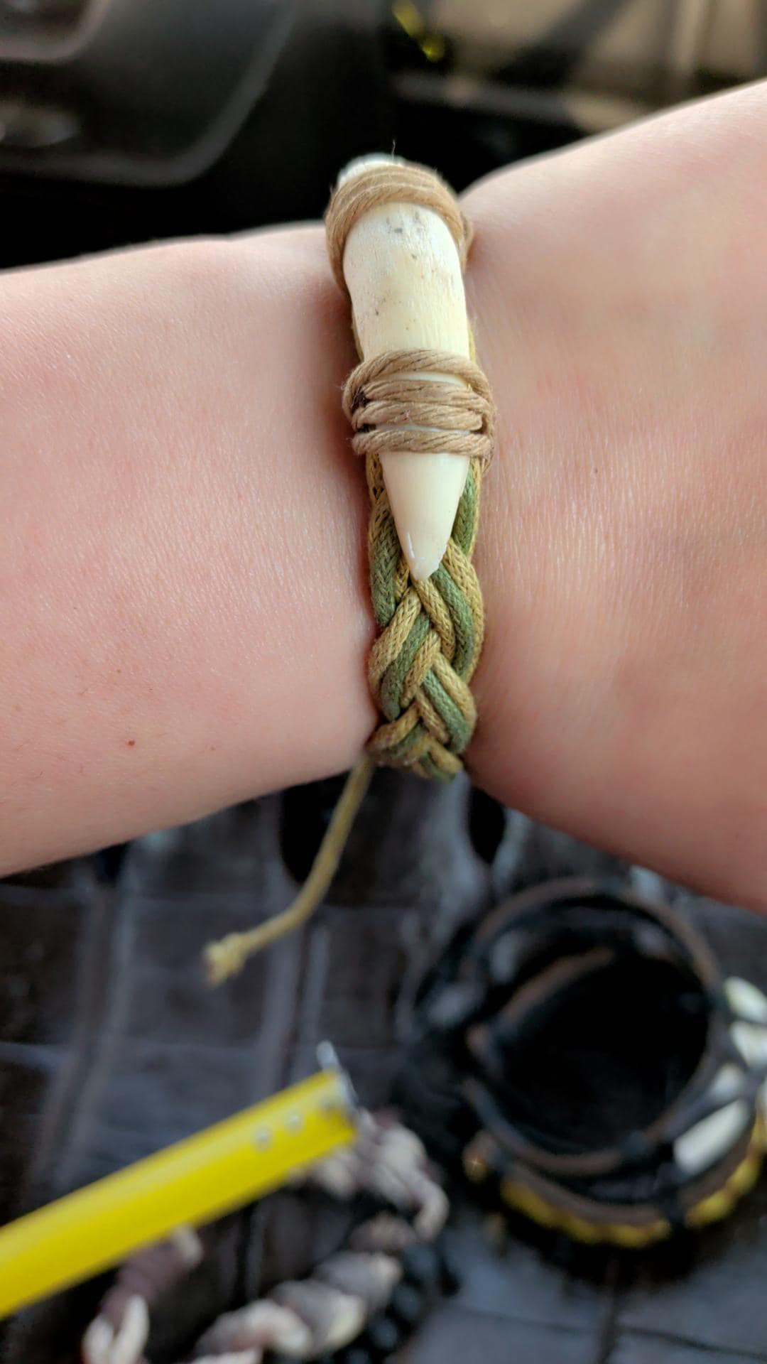 Handmade Alligator Tooth Bracelet | Braided Leather Wrap Jewelry