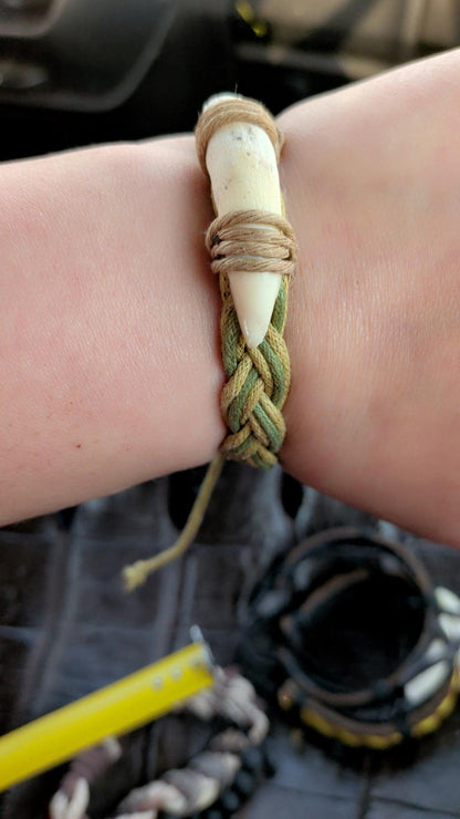 Handmade Alligator Tooth Bracelet | Braided Leather Wrap Jewelry