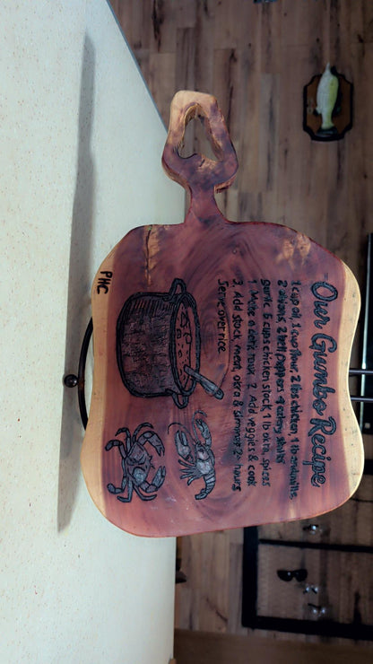 Red Cedar Gumbo Recipe | Handcrafted Live Edge Serving Board Red Cedar