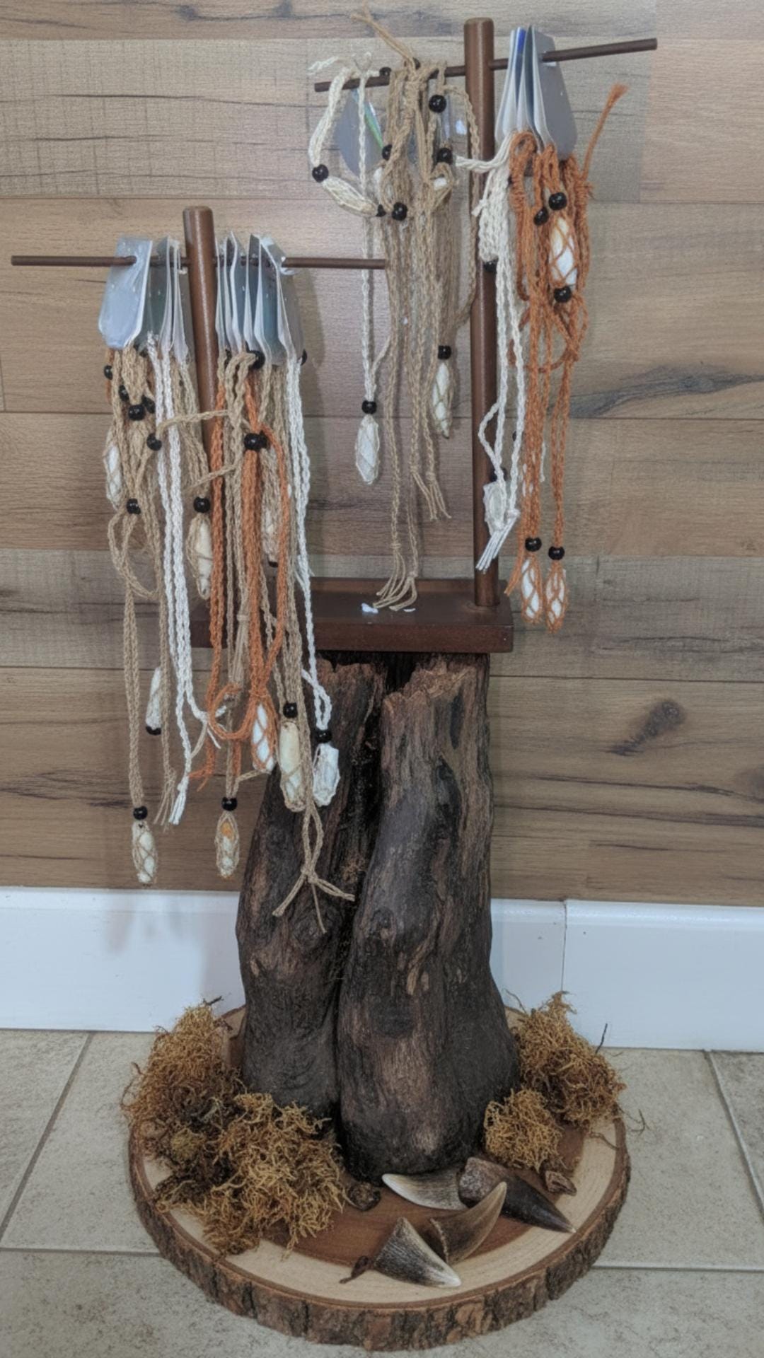Handcrafted Louisiana Alligator Tooth Necklace Bracelet Set: Macramé Crochet Swamp Gothic Jewelry