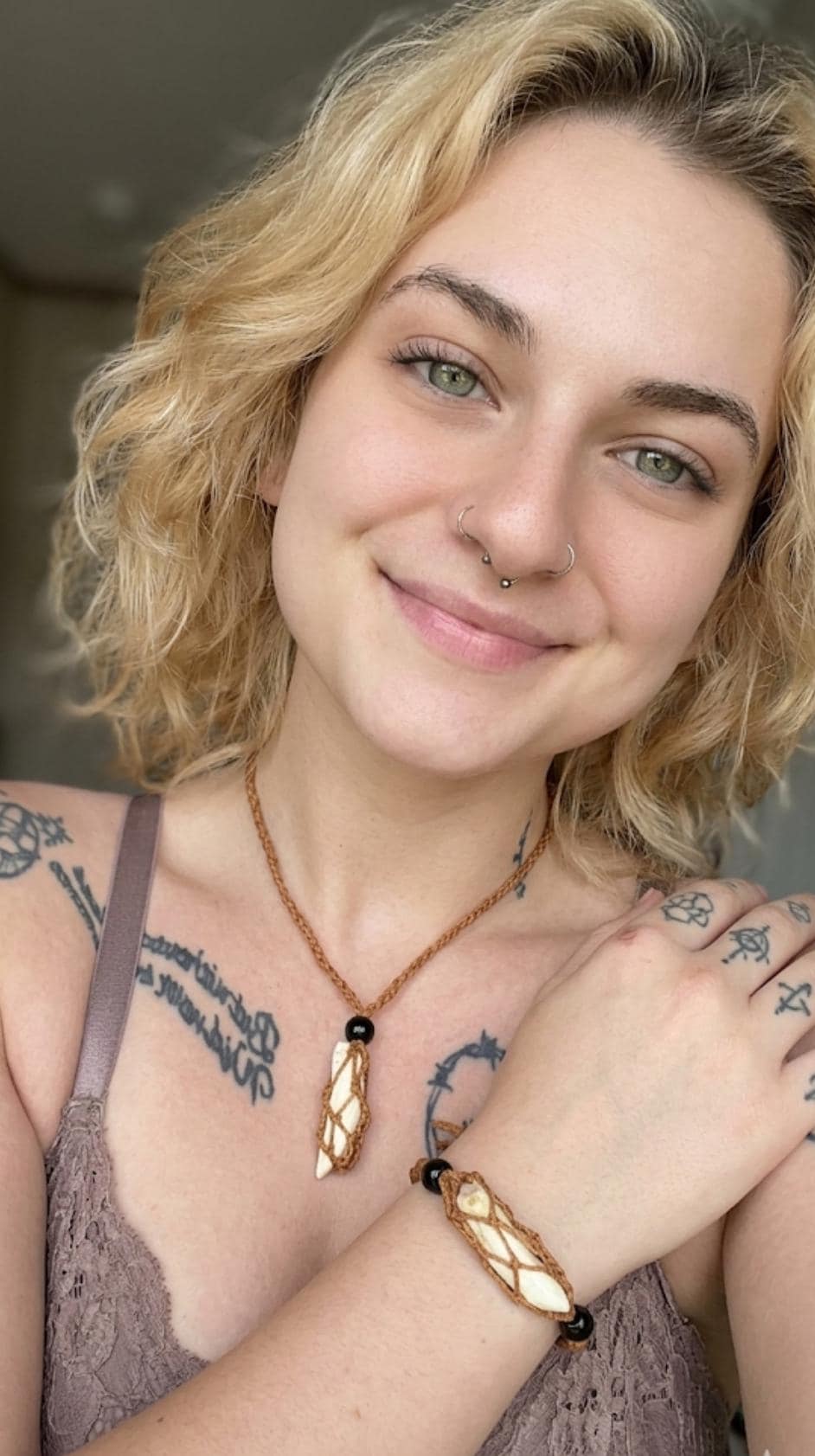 Louisiana Alligator Tooth Necklace & Bracelet Set | Handmade Jewelry