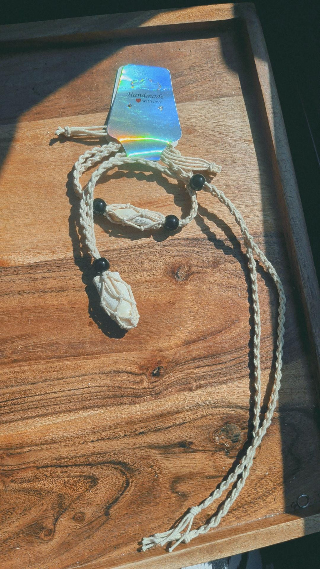 Handcrafted Louisiana Alligator Tooth Necklace Bracelet Set: Macramé Crochet Swamp Gothic Jewelry