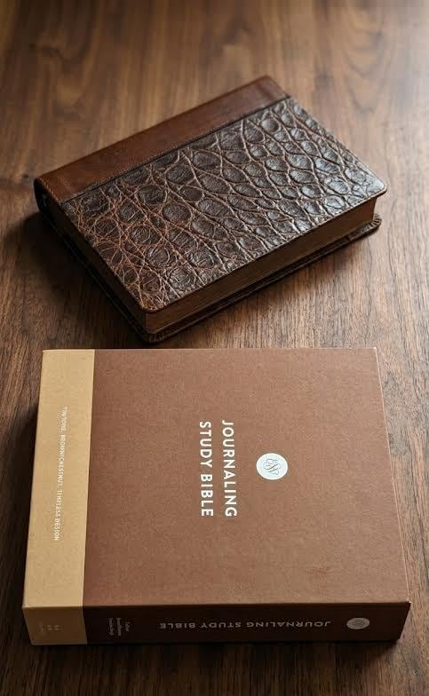Personalized Leather Bible & Devotional Set - Custom Handbound Holy Bible - Luxury Alligator Christian Gift