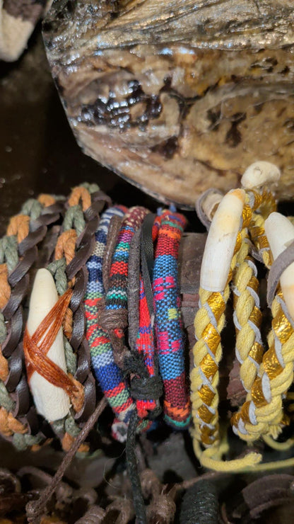 Handmade Alligator Tooth Bracelet | Braided Leather Wrap Jewelry