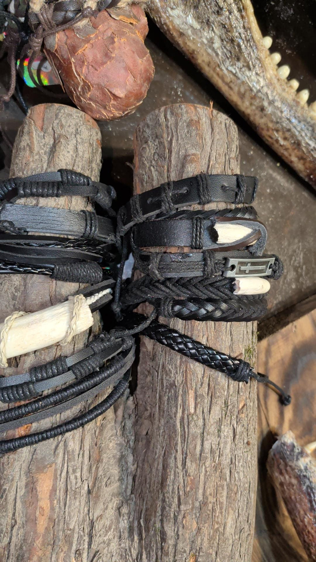 Handmade Alligator Tooth Bracelet – Braided Cord, Leather Wrap, Louisiana Jewelry
