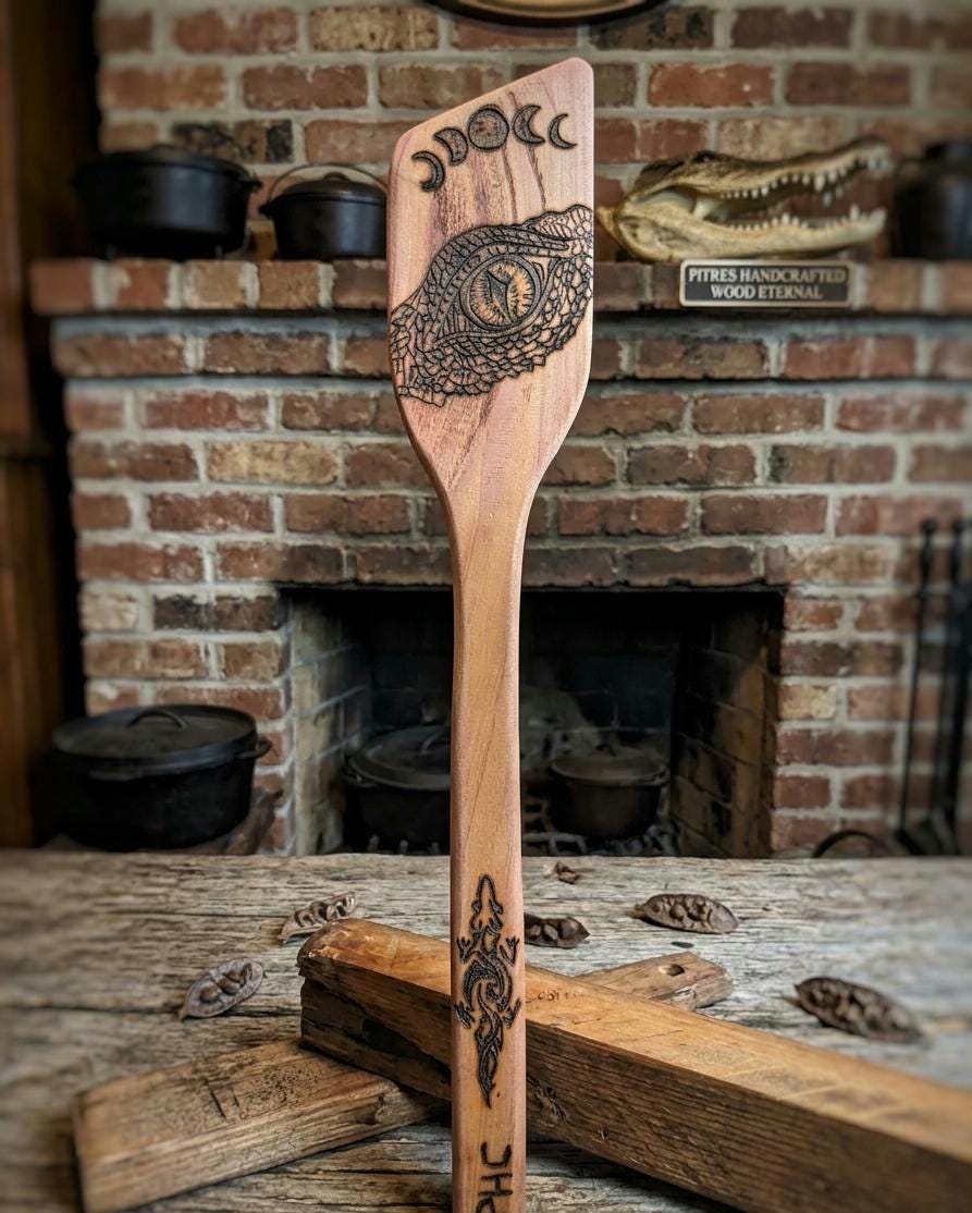 Hand-Burned Cypress Roux Paddle | Custom Louisiana Kitchen Utensil
