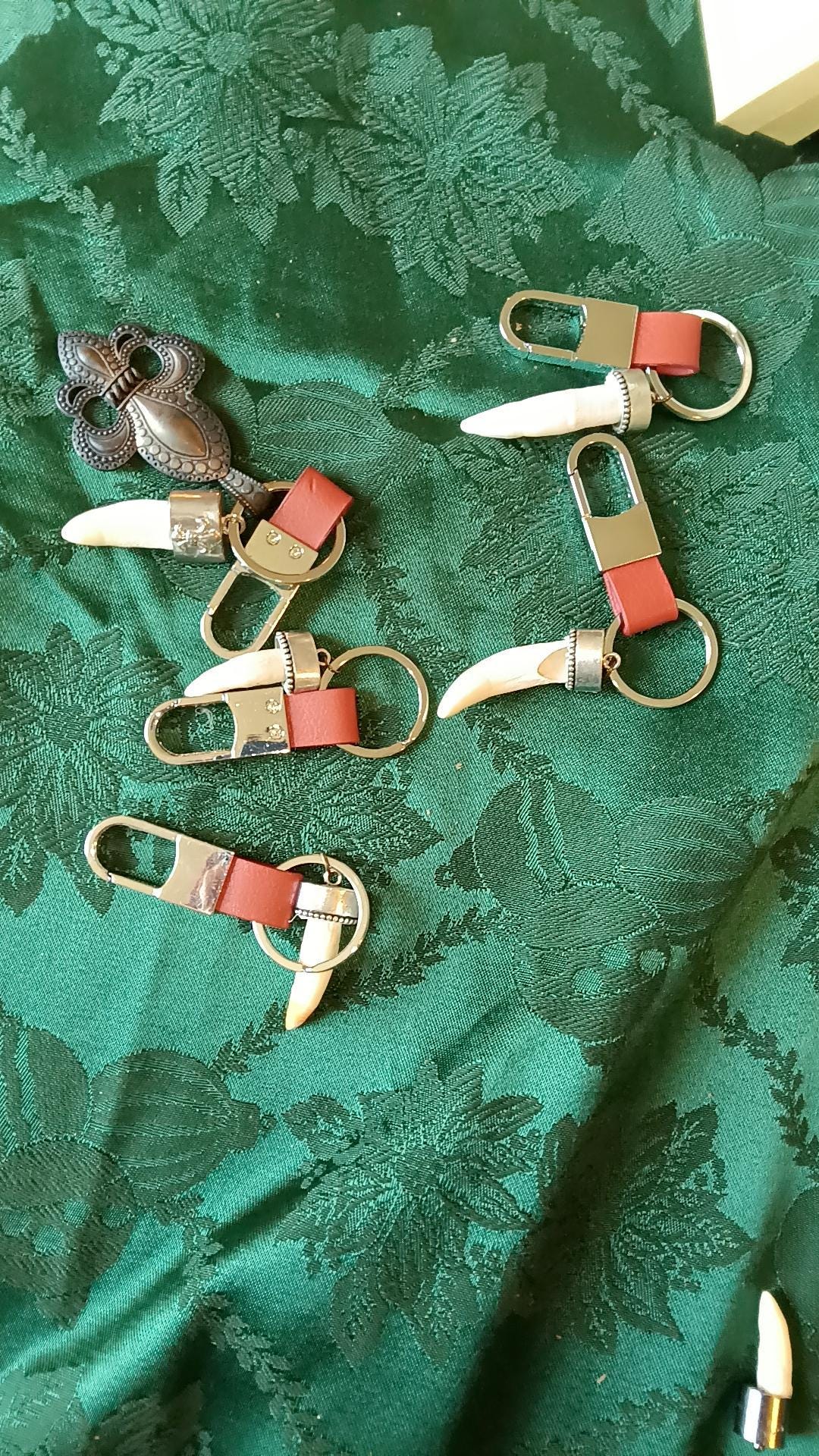 Real Alligator Tooth Keychain Louisiana Fleur De Lis Shotgun Shell Southern Gothic Western Gift