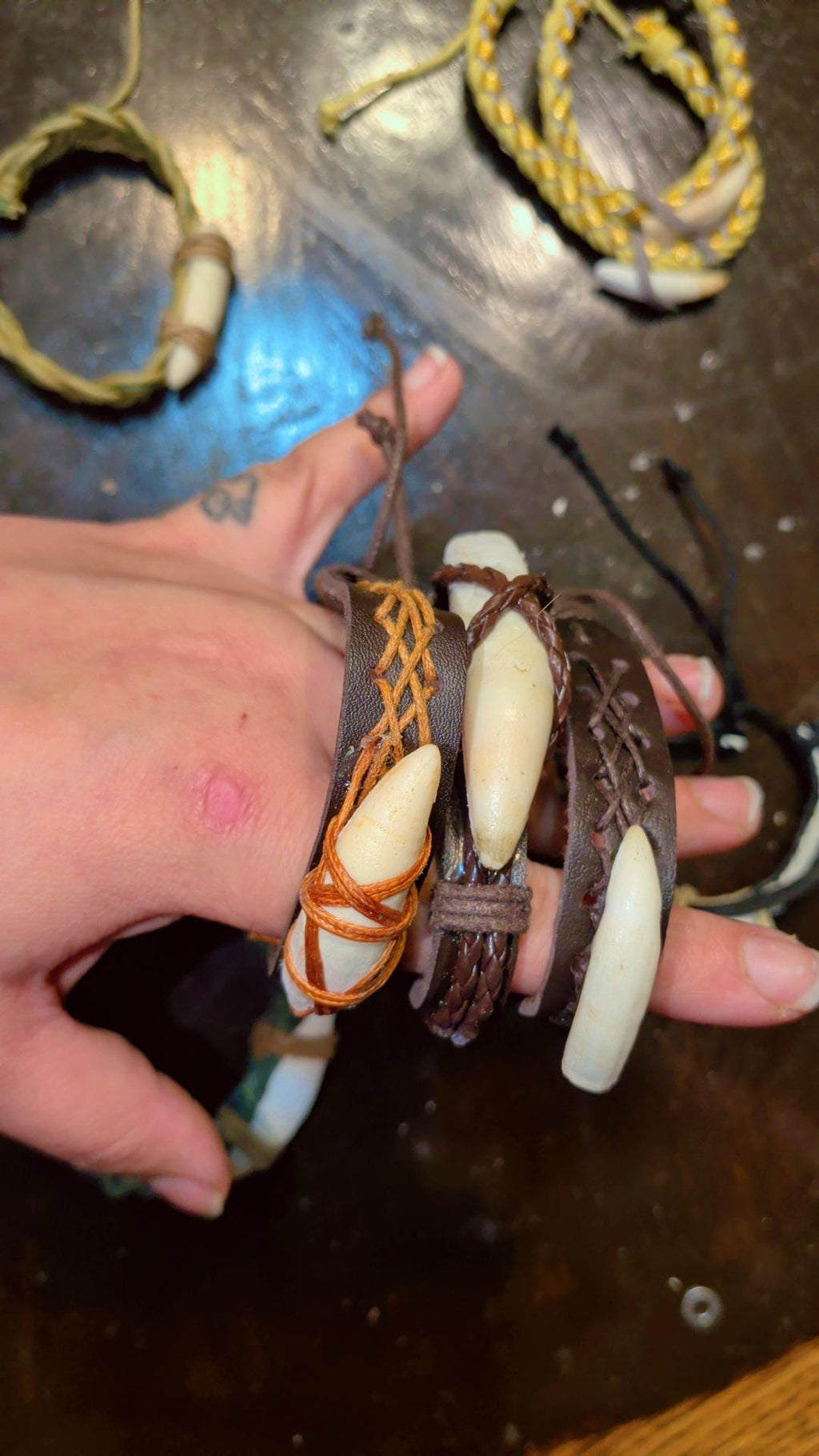 Handmade Alligator Tooth Bracelet – Braided Cord, Leather Wrap, Louisiana Jewelry