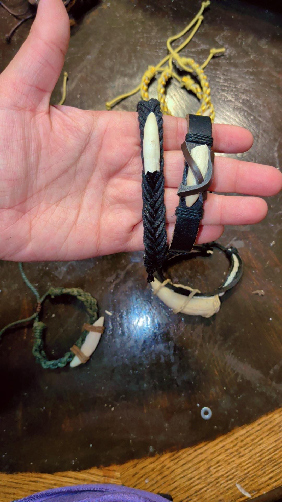 Handmade Alligator Tooth Bracelet | Braided Leather Wrap Jewelry