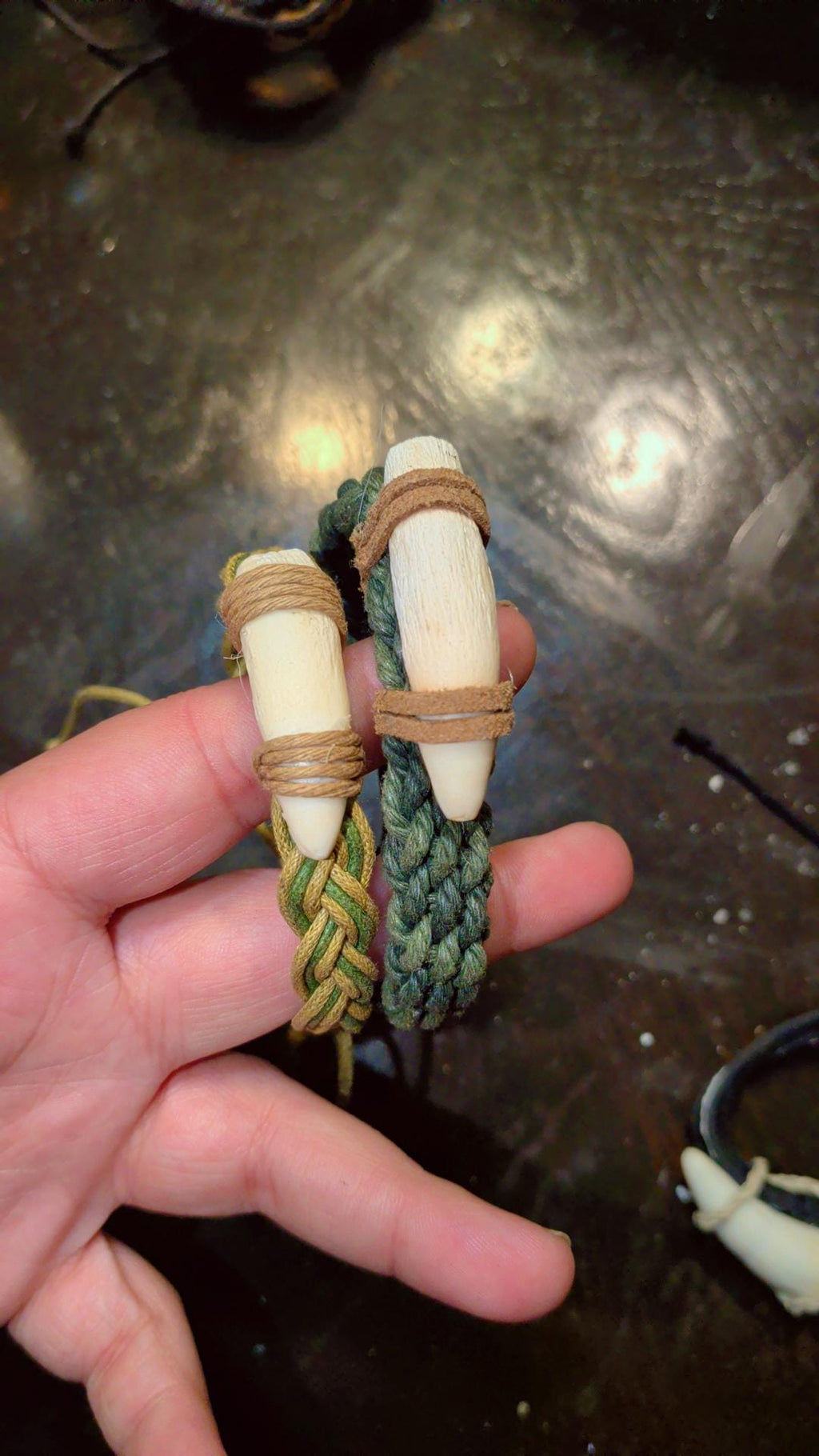 Handmade Alligator Tooth Bracelet – Braided Cord, Leather Wrap, Louisiana Jewelry