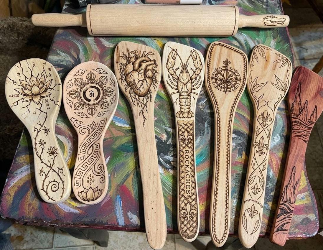Hand-Burned Cypress Roux Paddle | Custom Louisiana Kitchen Utensil
