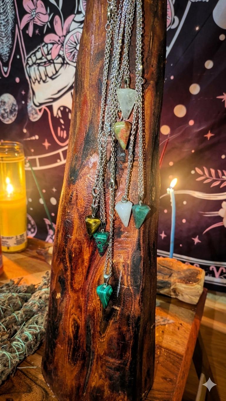 Crystal Pendulum Necklace | Alligator Tooth Talisman Jewelry
