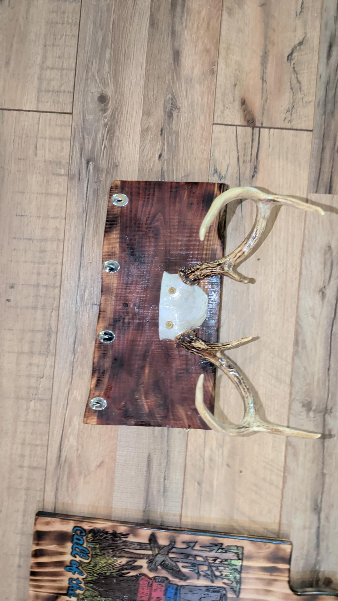 Real Deer Antler Wall Rack | Red Cedar Wood Coat Hooks | Rustic Cabin Decor