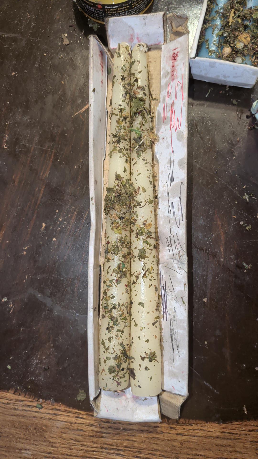 Hand-Rolled Herbal Intention Candles | Beeswax Chime Pillar Sets, Cajun Ritual Altar Candles