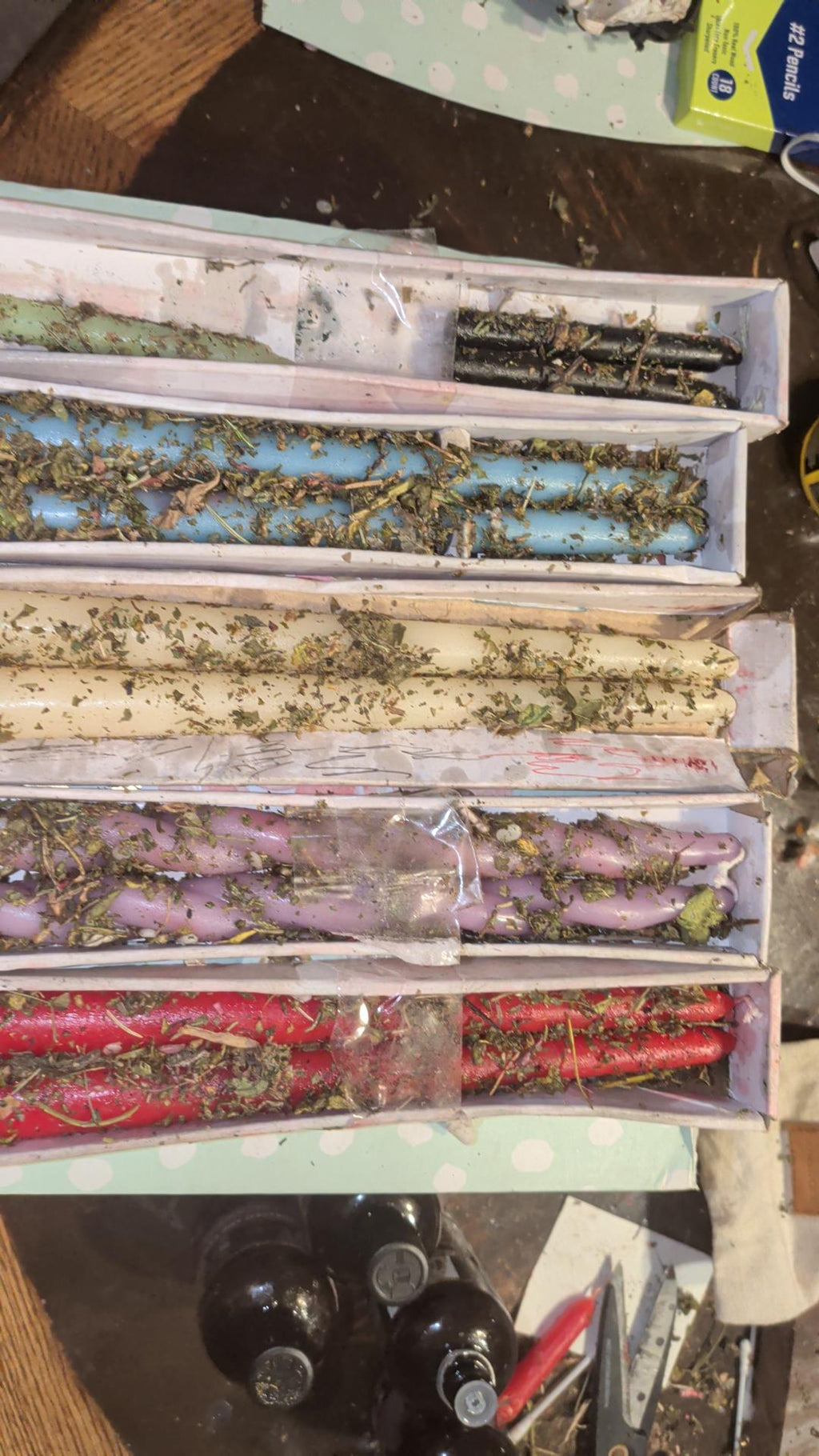 Hand-Rolled Herbal Intention Candles | Beeswax Chime Pillar Sets, Cajun Ritual Altar Candles