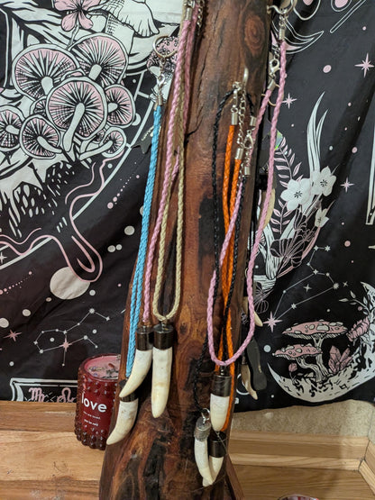 Genuine Alligator Tooth Necklace | Braided Leather Cord for Kids