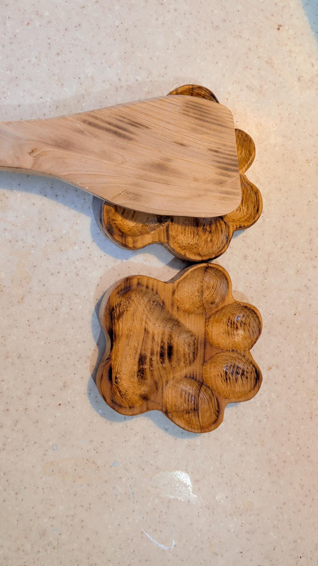 Handcrafted Paw Print Trivet Spoon Rest | Reclaimed Cypress Wood Kitchenware