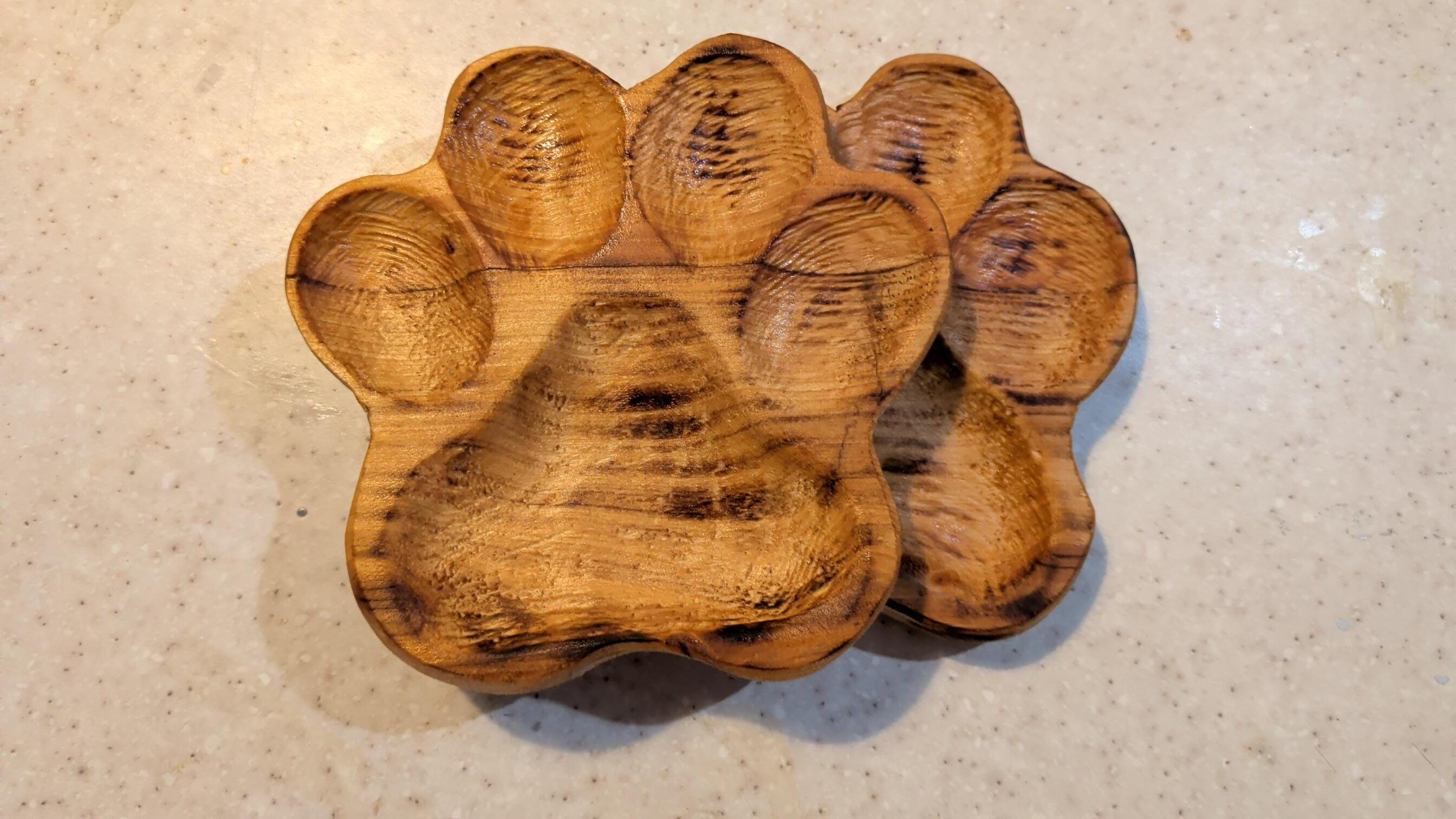 Handcrafted Paw Print Trivet Spoon Rest | Reclaimed Cypress Wood Kitchenware