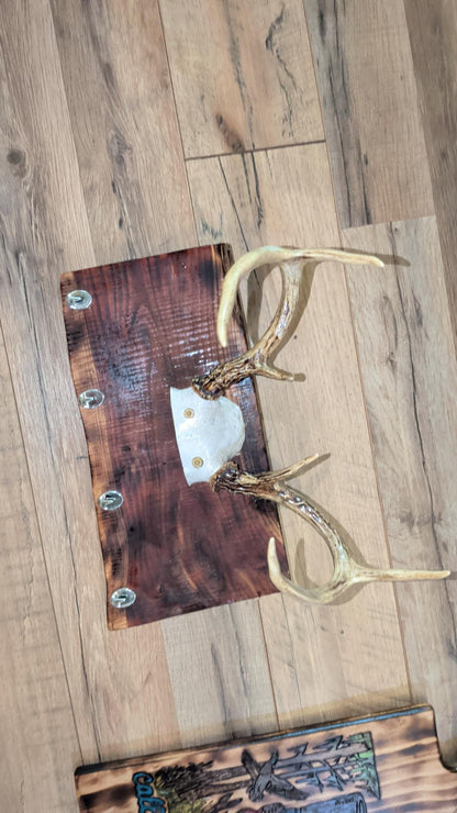 Real Deer Antler Wall Rack | Red Cedar Rustic Coat Hooks  Antler Wall.