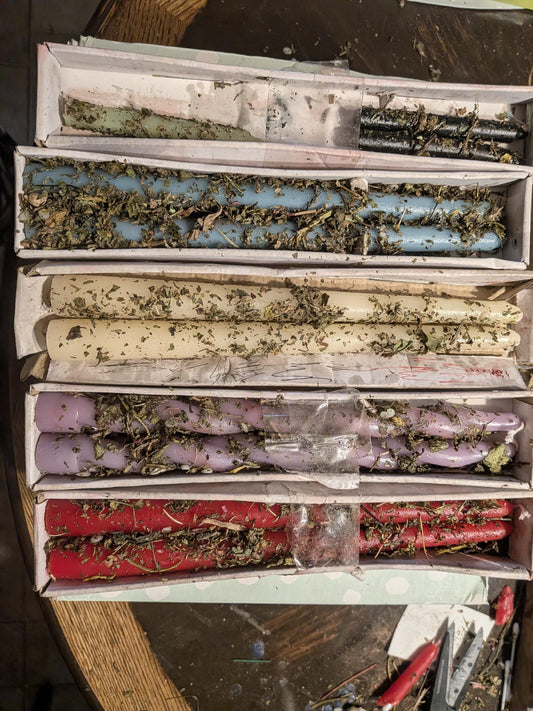 Hand-Rolled Herbal Intention Candles | Beeswax Ritual Candle Set