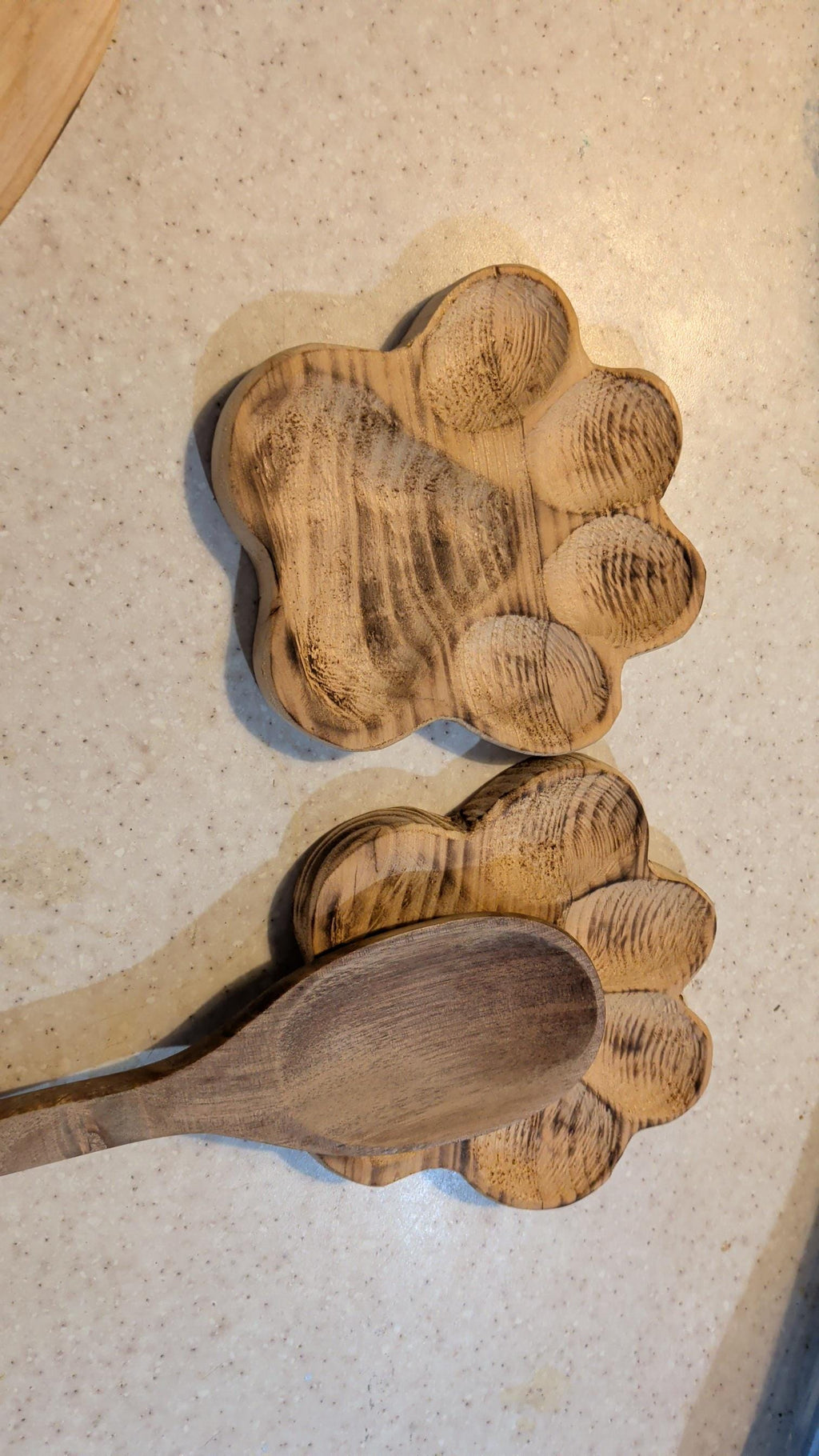 Handcrafted Paw Print Trivet Spoon Rest | Reclaimed Cypress Wood Kitchenware